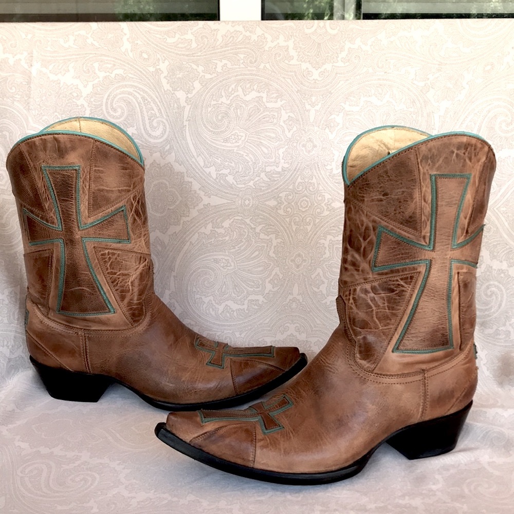 Old Gringo Brown and Teal Heeled Boots - Picture 11 of 13